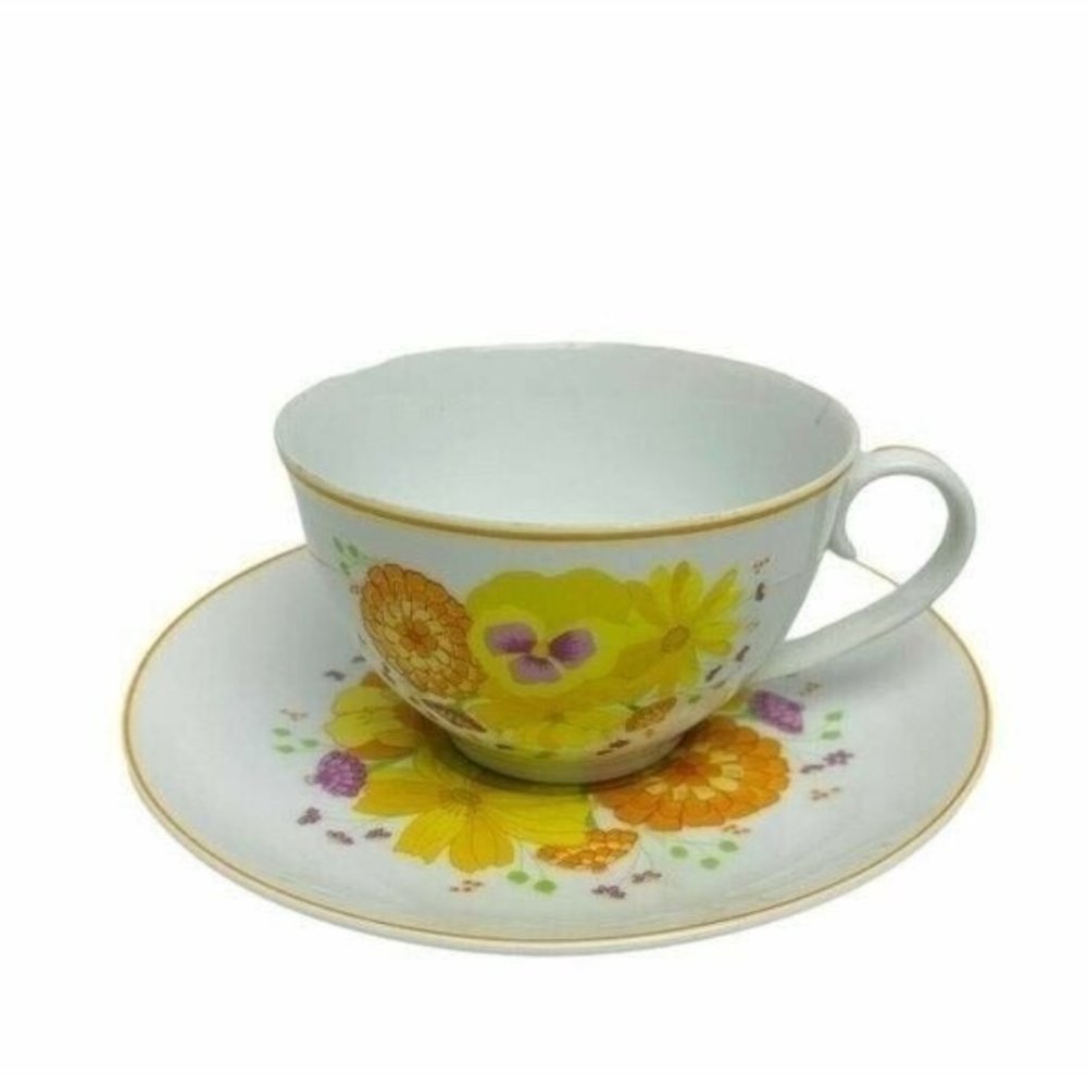 Denby Fine China Portugal Tea Cup Saucer Floral Bread Butter Plate Dish 1974 6”